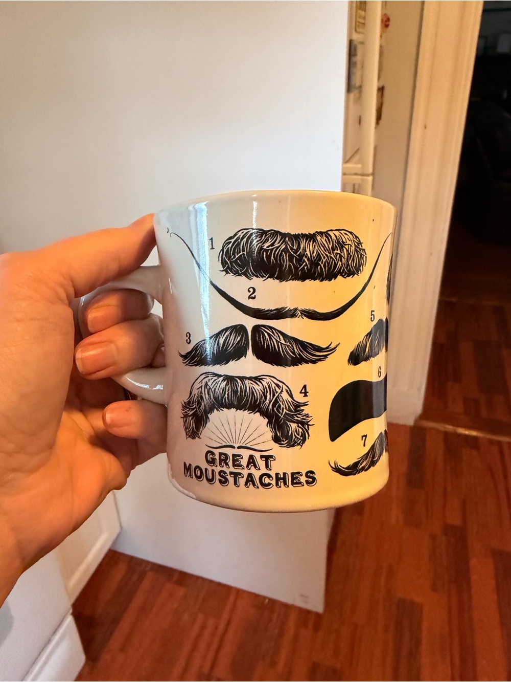 Great Moustaches Ceramic Mug - White with Black Print